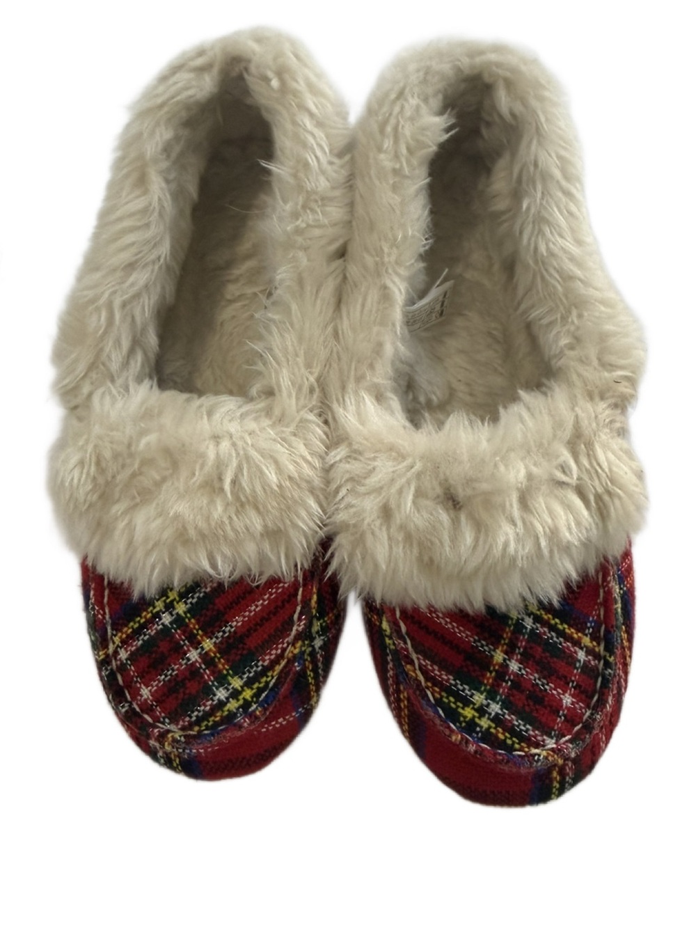 Vionic Cozy Red Plaid Faux-Fur Lined Women’s Slippers. 6